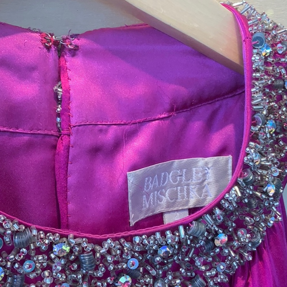 Badgeley Mischka Fuchsia Chiffon Gown - Picture 4 of 4